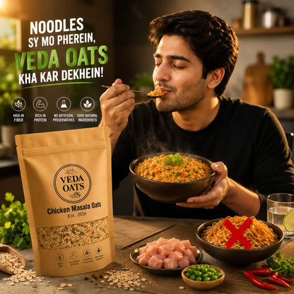 Chicken Masala Oats – Chatpata Healthy Meal | High Protein | Veda Oats Pakistan